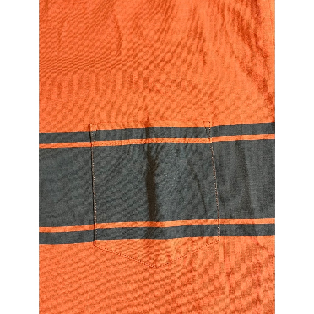 Faherty Sunwashed Organic Cotton Pocket Tee Mens Large Pink Blue Stripe Shirt - Picture 2 of 6